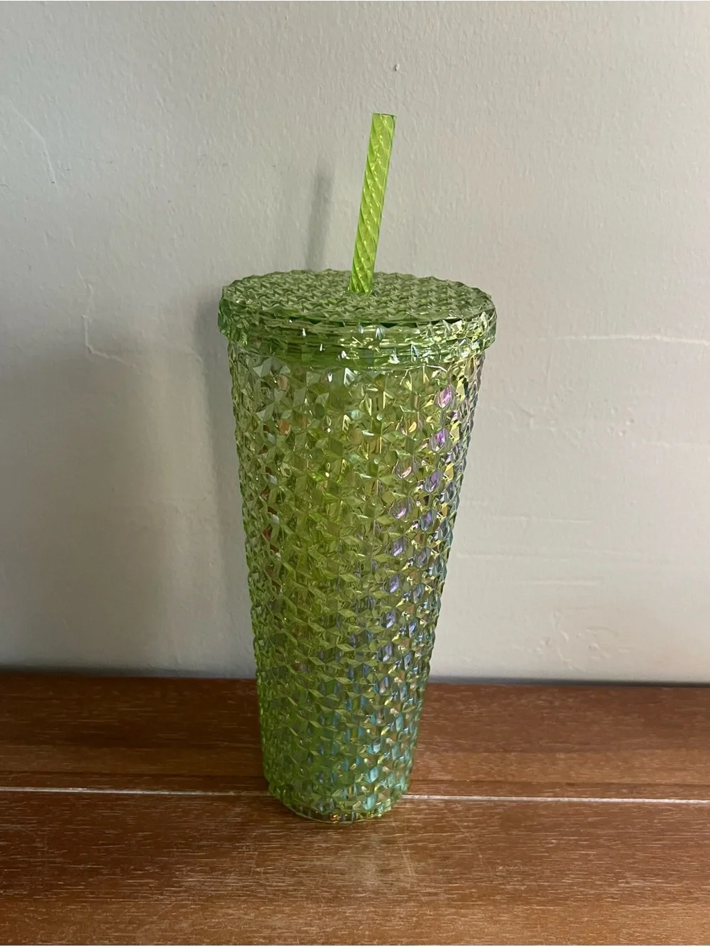 New Green 26oz Acrylic Iridescent Textured Tumbler with Straw - Picture 4 of 4